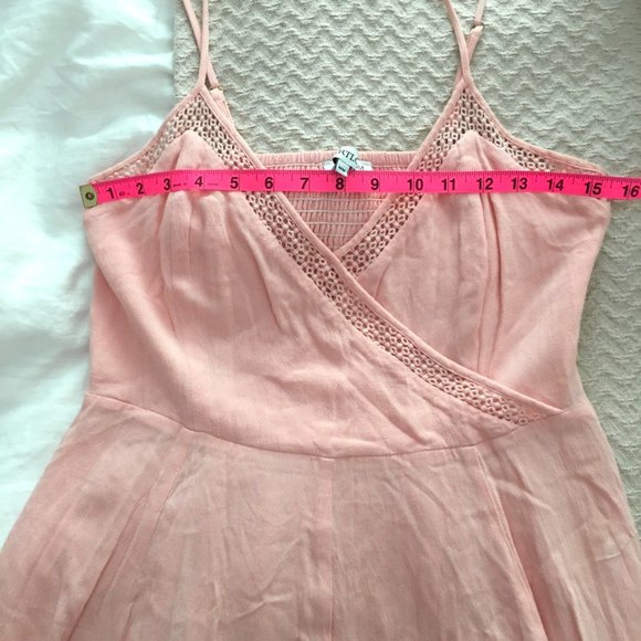 Heartloom light pastel pink v-neck surplice mini dress M, spring - Picture 3 of 10